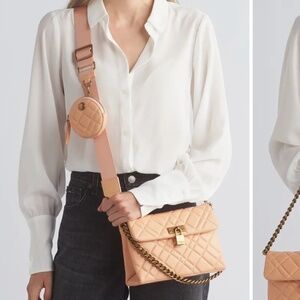 New🧡Kurt Geiger light orange Brixton Lock Shoulder Bag & Belt Bag Set